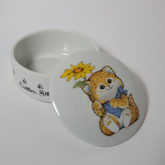 Enesco - Porcelain Critter Sitters Trinket Dish with Lid