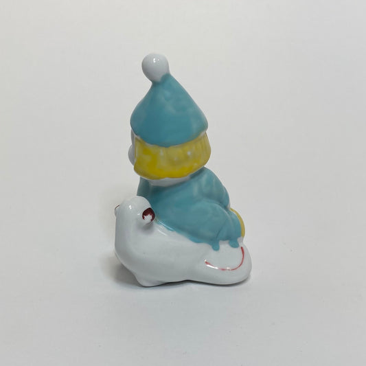 Ceramic Clown on Airplane Figurine