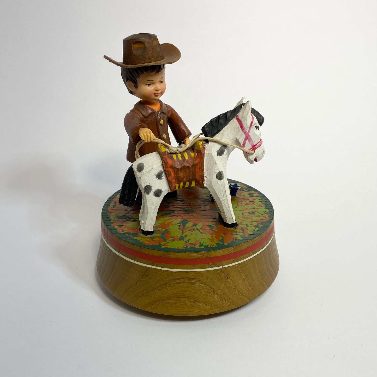 ANRI - Cowboy with Spotted Horse Wooden Music Box