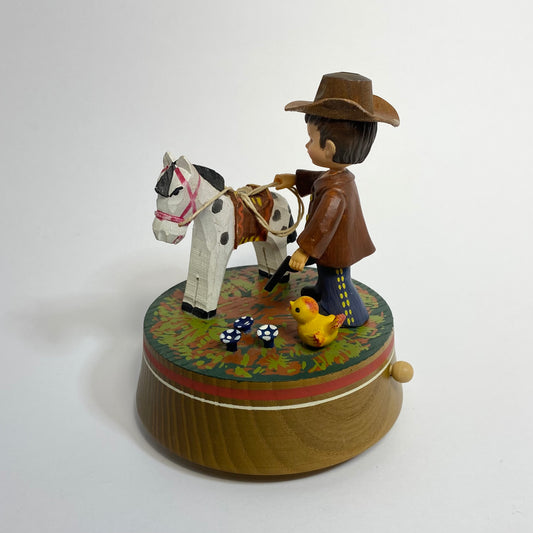 ANRI - Cowboy with Spotted Horse Wooden Music Box