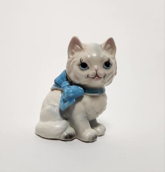 White Kittens with Bows Salt and Pepper Shaker Set