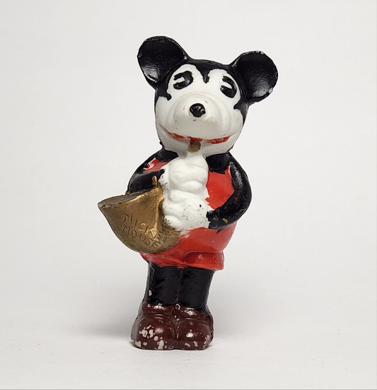 Porcelain Bisque Mickey Mouse Playing Horn Figurine 1930s