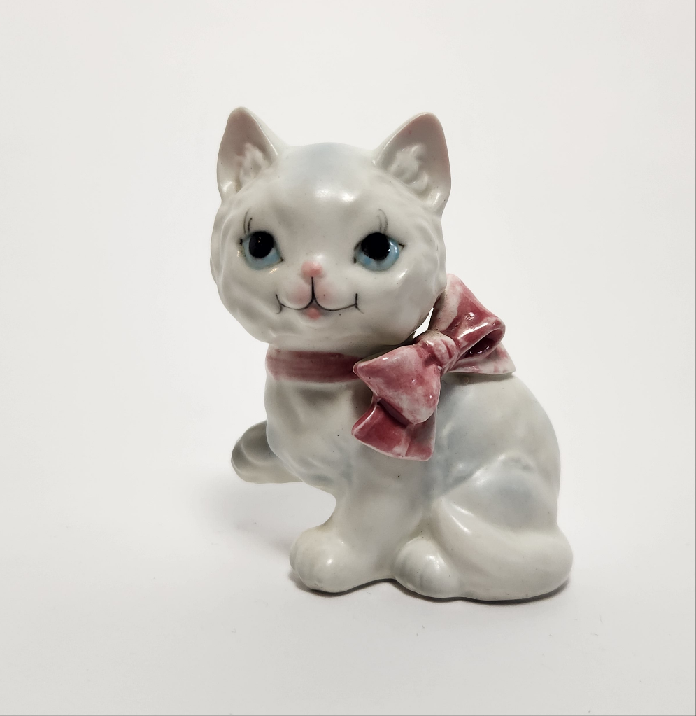 White Kittens with Bows Salt and Pepper Shaker Set