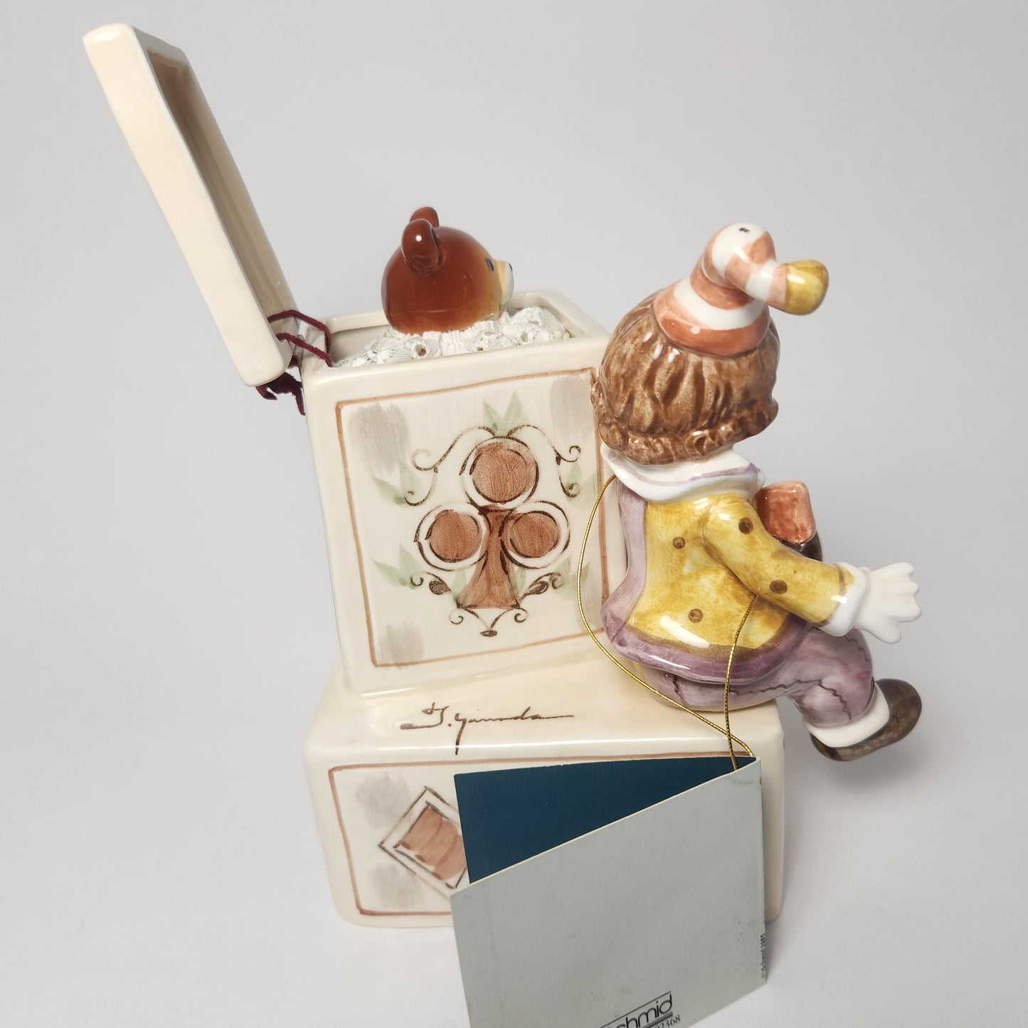 Schmid - Tsenekazu Yamada - Clown Doll and Teddy Bear Jack-in-the-Box Music Box 1983