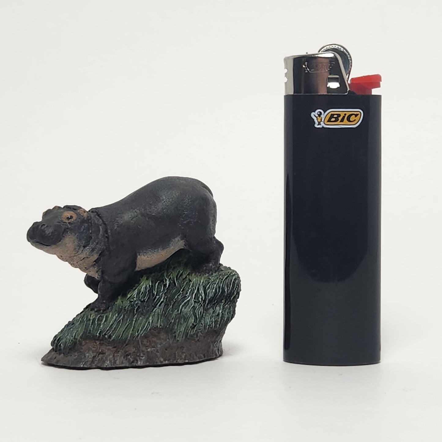 The Bronze Menagerie - Herman Deaton - Painted Bronze Baby Hippo Figurine 1978