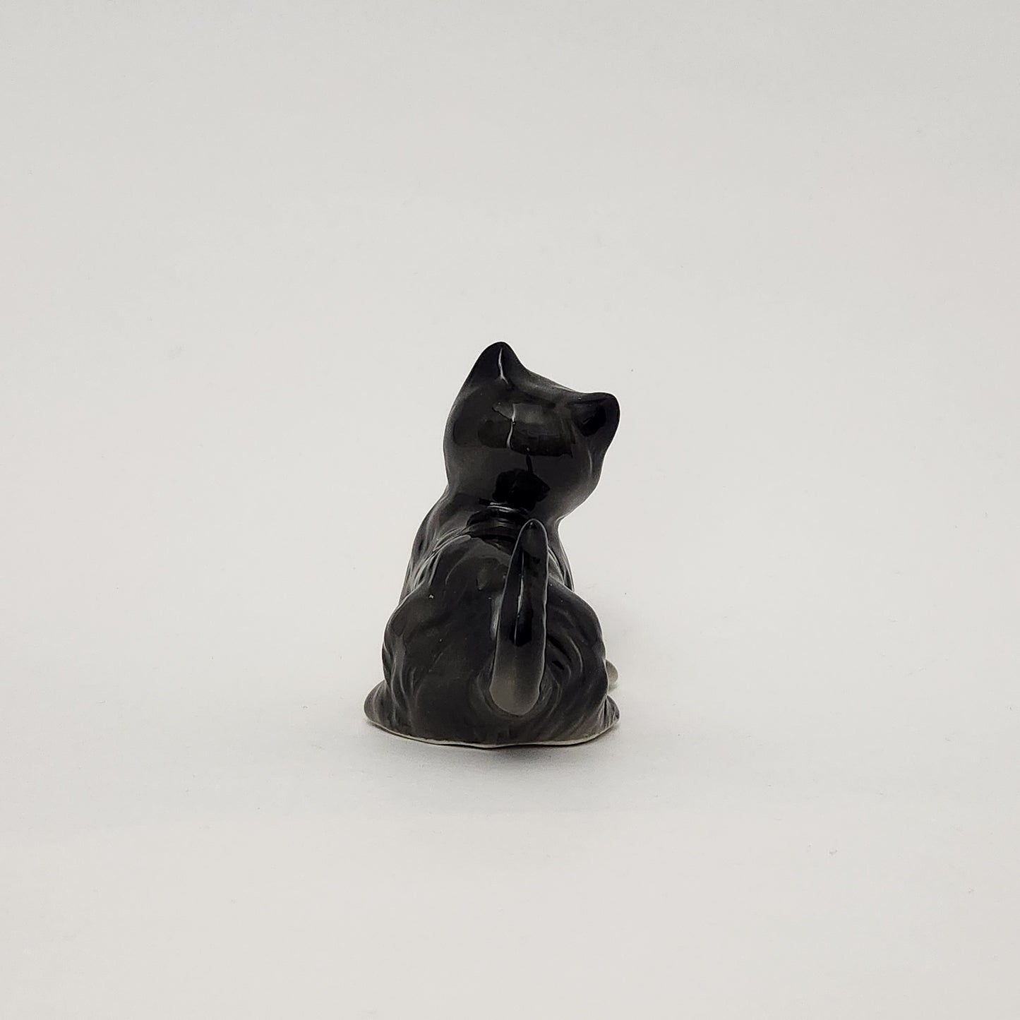 Grey Ceramic Tabby Cat Figurines x3