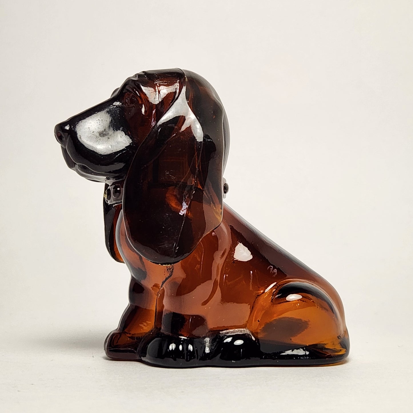 Avon - Brown Glass Basset Hound Cologne Bottle 1970s