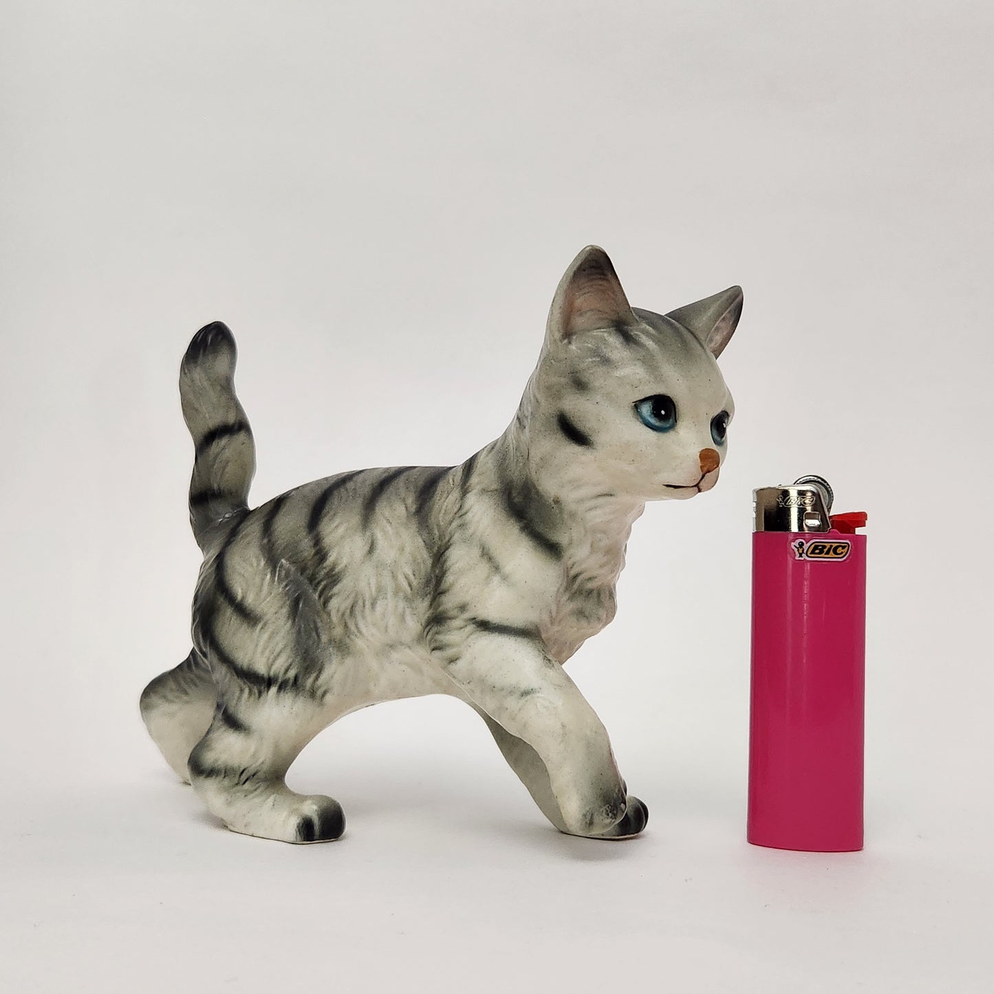 Lefton - Porcelain Gray Tabby Cat Figurine