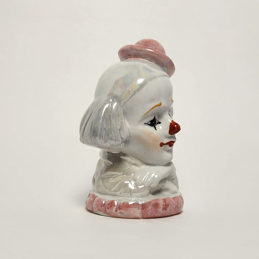 Iridescent Pink and White Clown Porcelain Bust