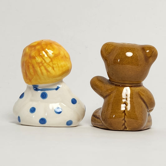 Avon - Doll and Teddy Bear Salt and Pepper Shaker Set