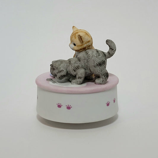 San Francisco Music Box Company - Porcelain Tabby Kittens Music Box 1990