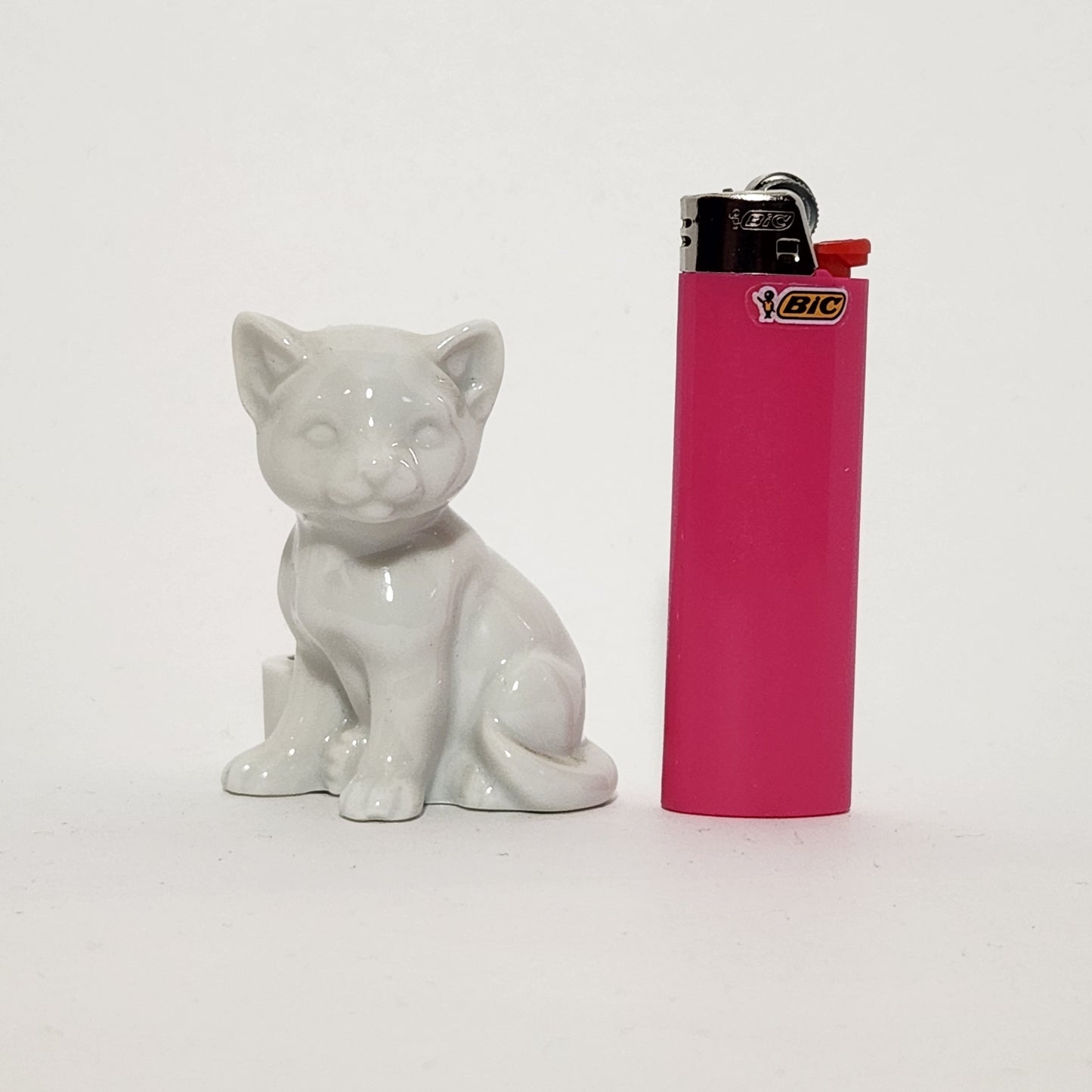Porcelain White Cat Match Holder