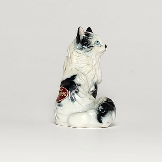 Black and White Bone China Cat Figurine