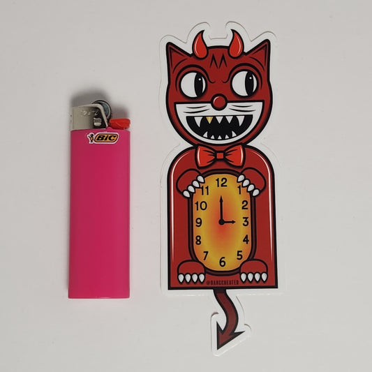 BANGcreated! - Devil Cat Clock 5.5" Die Cut Sticker