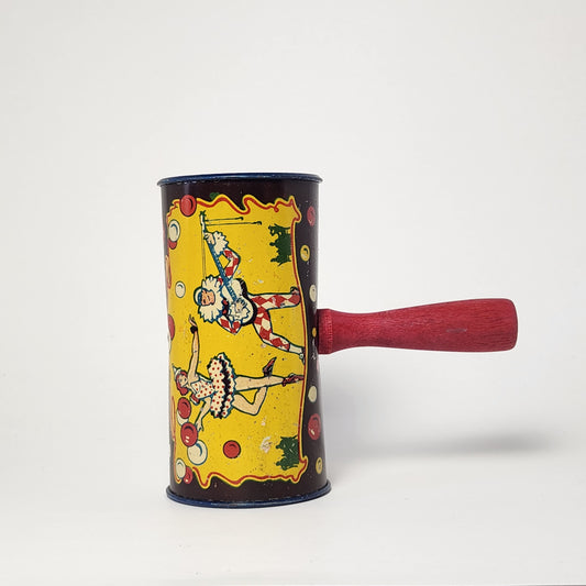 Kirchhof - Tin Lithographed Clown Noisemaker Toy with Wooden Handle (Yellow)