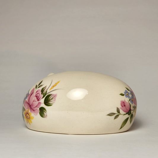 Cheshire Cat Purrr-Ductions - Porcelain Cheshire Cat Figurine Pink Floral Pattern