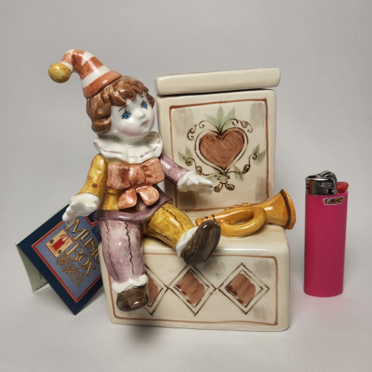 Schmid - Tsenekazu Yamada - Clown Doll and Teddy Bear Jack-in-the-Box Music Box 1983