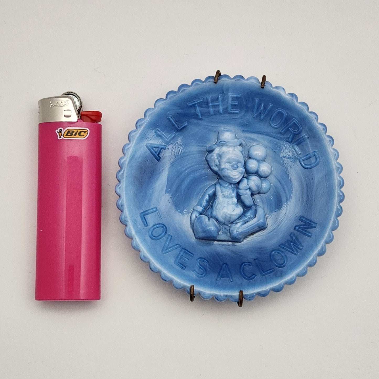 Mosser - Miniature Blue and White Slag Glass Clown Plate