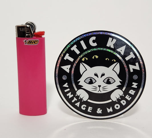 Attic Katz - Vintage & Modern 3" Round Glitter Sticker