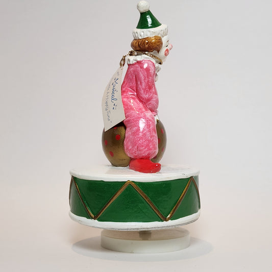 Gift World of Gorham - Ceramic Clown on Gold Ball Rotating Music Box