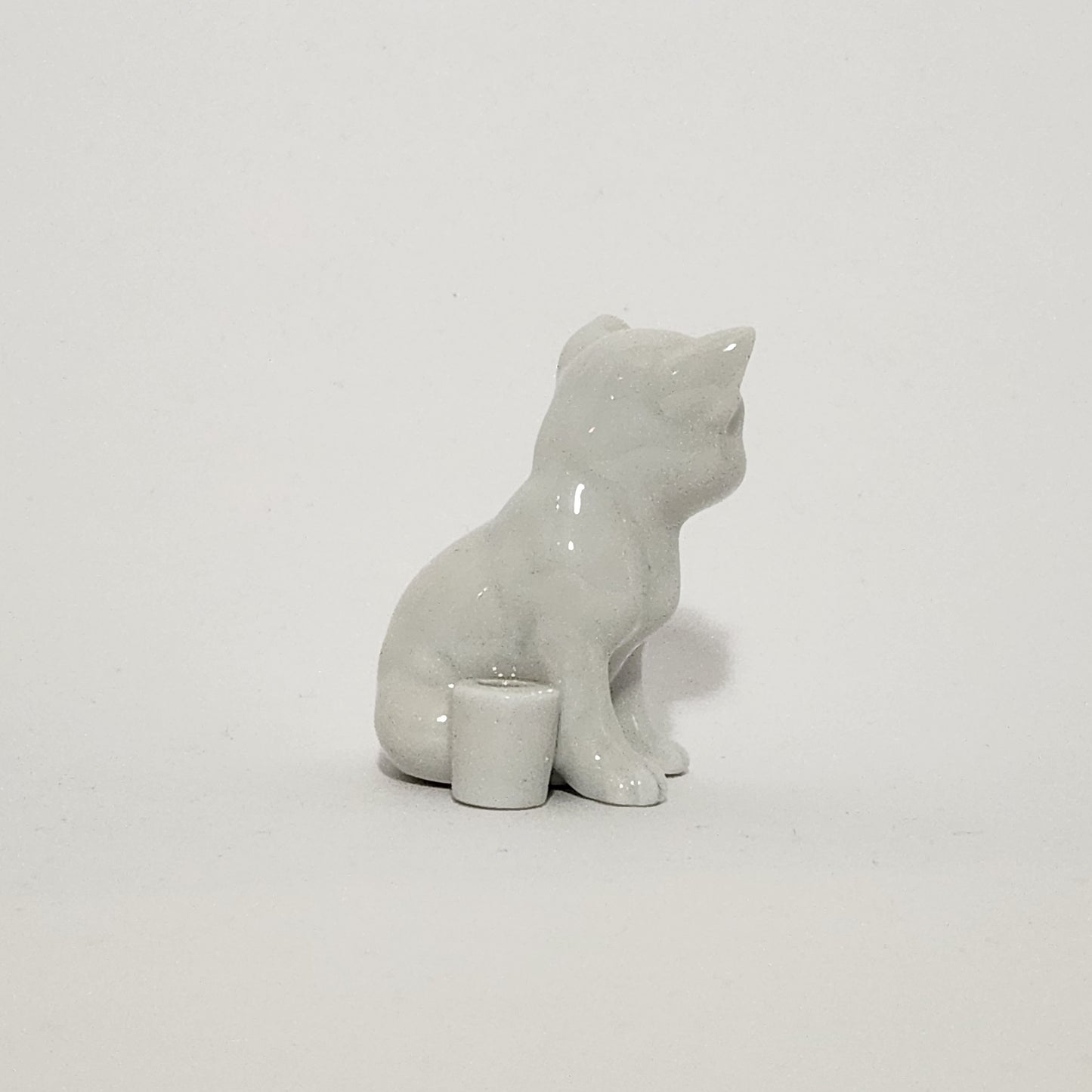 Porcelain White Cat Match Holder