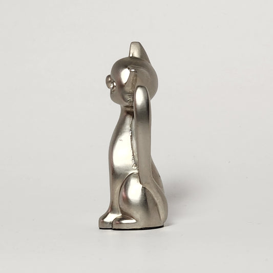 Pewter Cat with Rhinestone Eyes Ring Holder Figurine