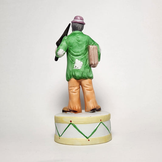 Flambro - Emmett Kelly Jr. - Hobo Clown with Umbrella Porcelain Bisque Music Box 1984
