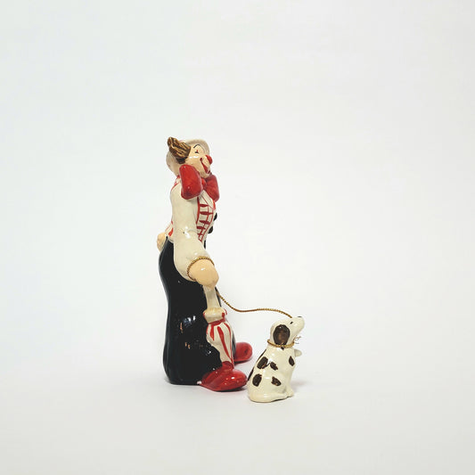 Enesco - Porcelain Clown with Dog on Leash Figurine