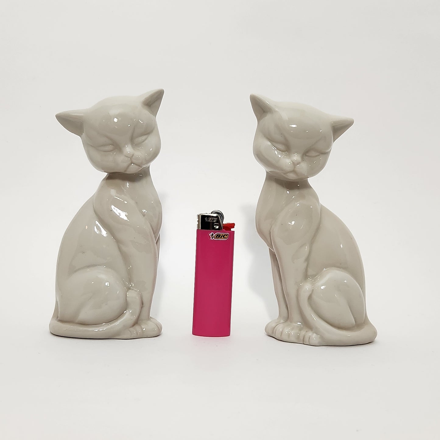 Enesco - Porcelain White Cat Figurines Set of 2