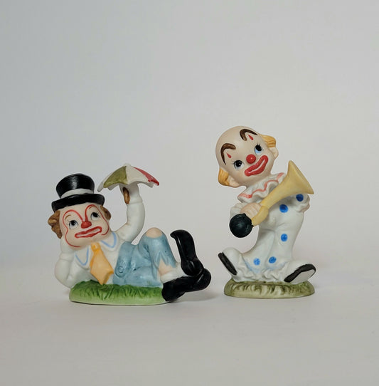 Lefton - Porcelain Clown Figurines (Set of 2) 1980s