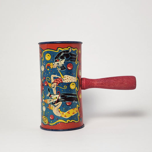 Kirchhof - Tin Lithographed Clown Noisemaker Toy with Wooden Handle (Red)