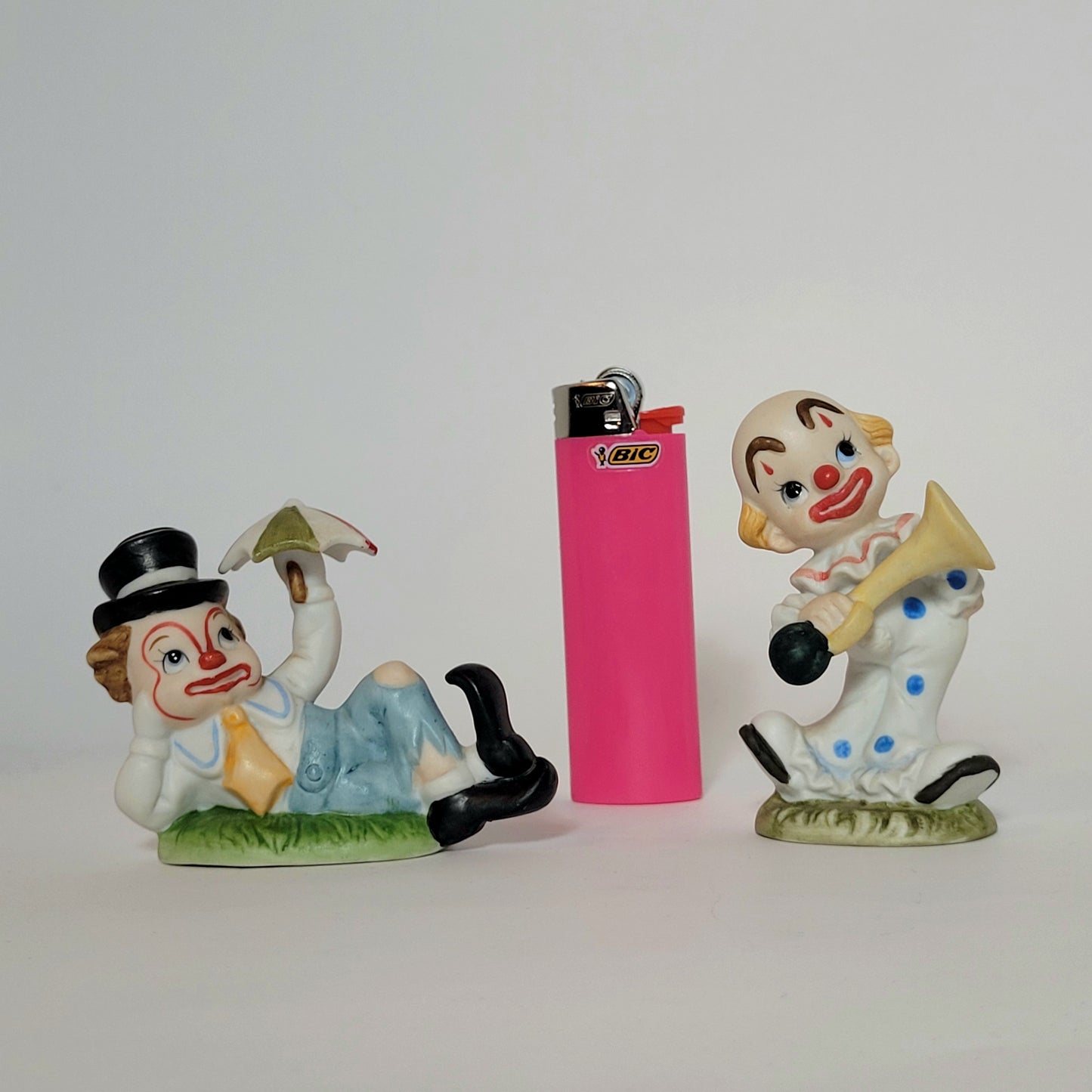 Lefton - Porcelain Clown Figurines (Set of 2) 1980s