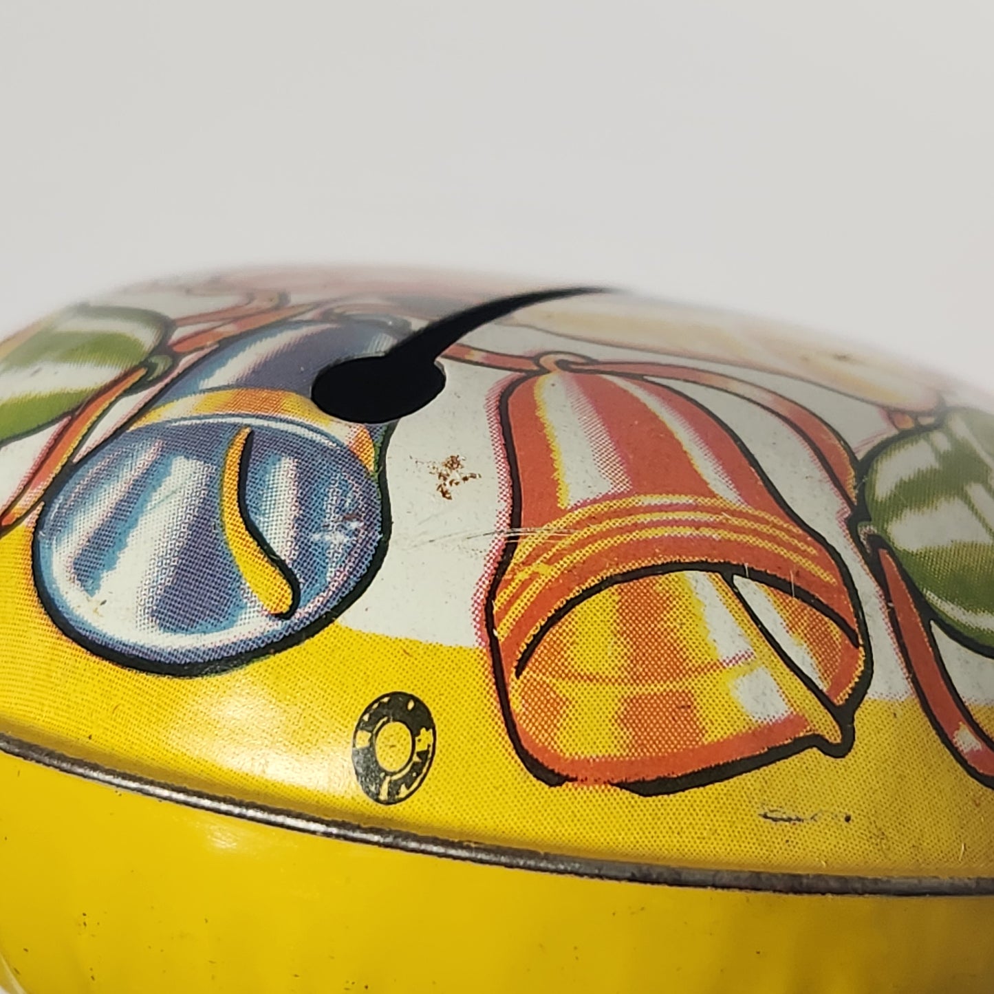 Tin Lithographed Bells Noisemaker Toy with Wooden Handle