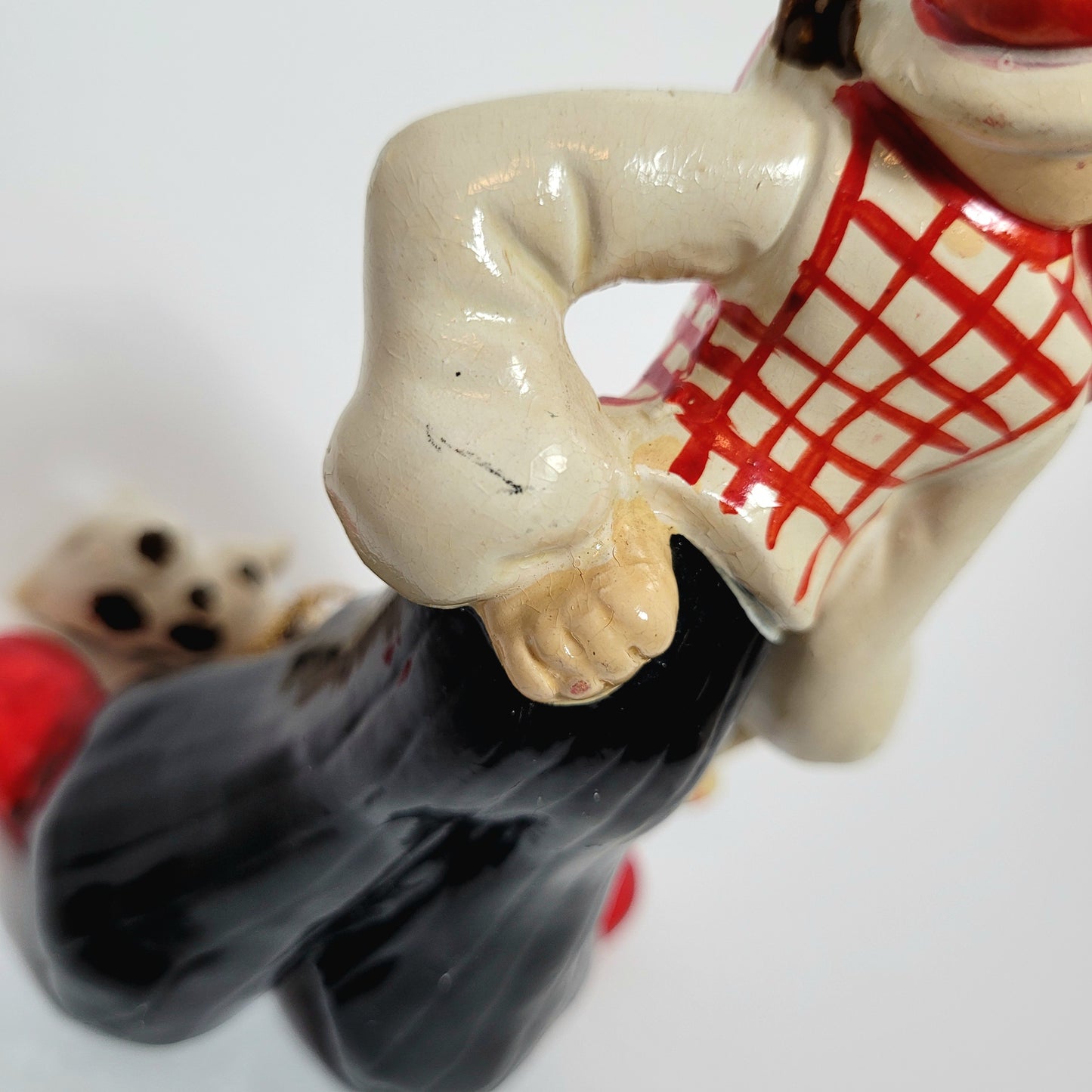 Enesco - Porcelain Clown with Dog on Leash Figurine