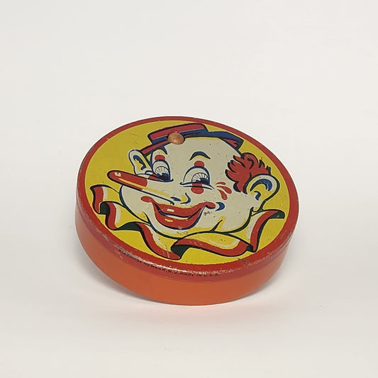 Kirchhof - Tin Lithographed Clown Face Noisemaker Toy with Wooden Handle