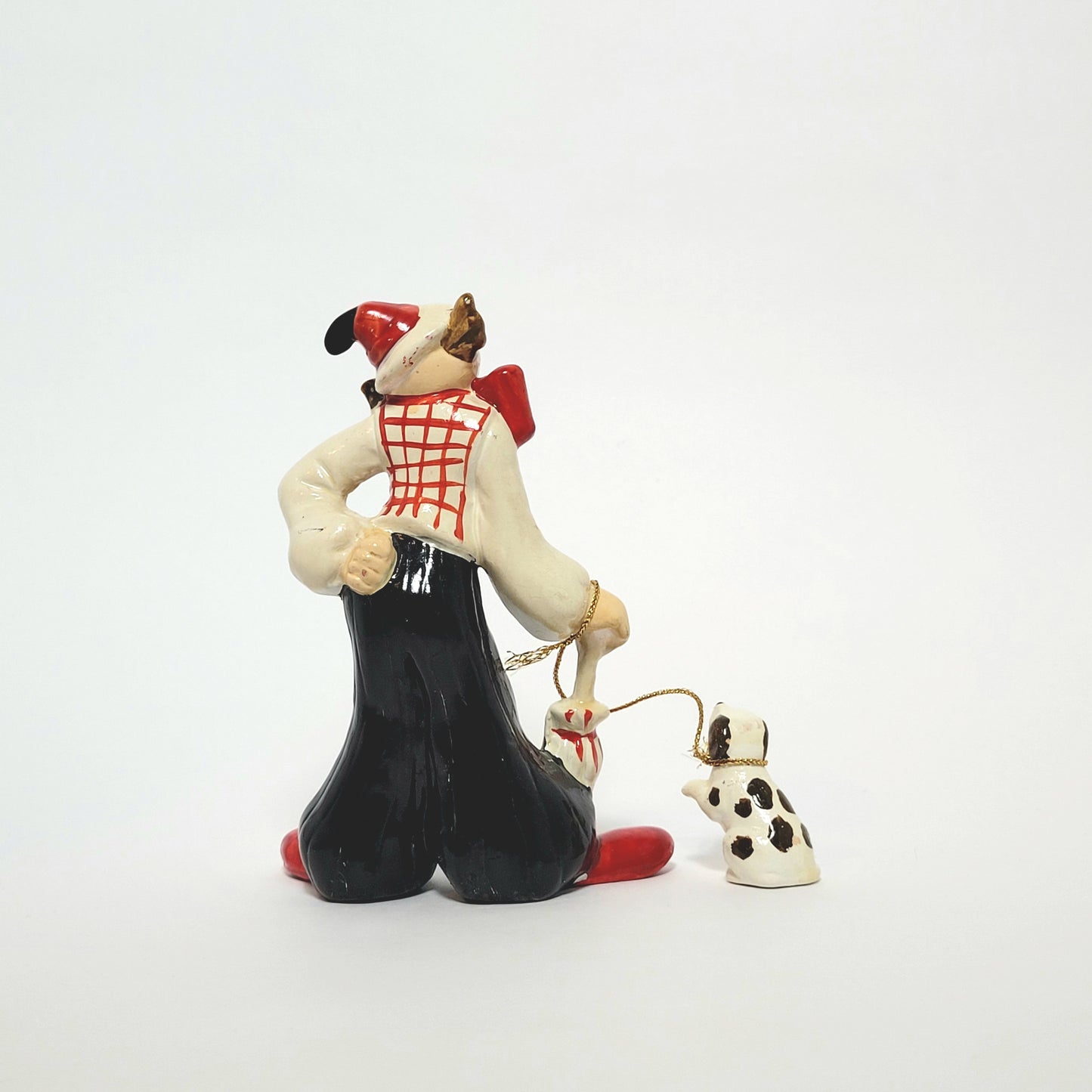 Enesco - Porcelain Clown with Dog on Leash Figurine