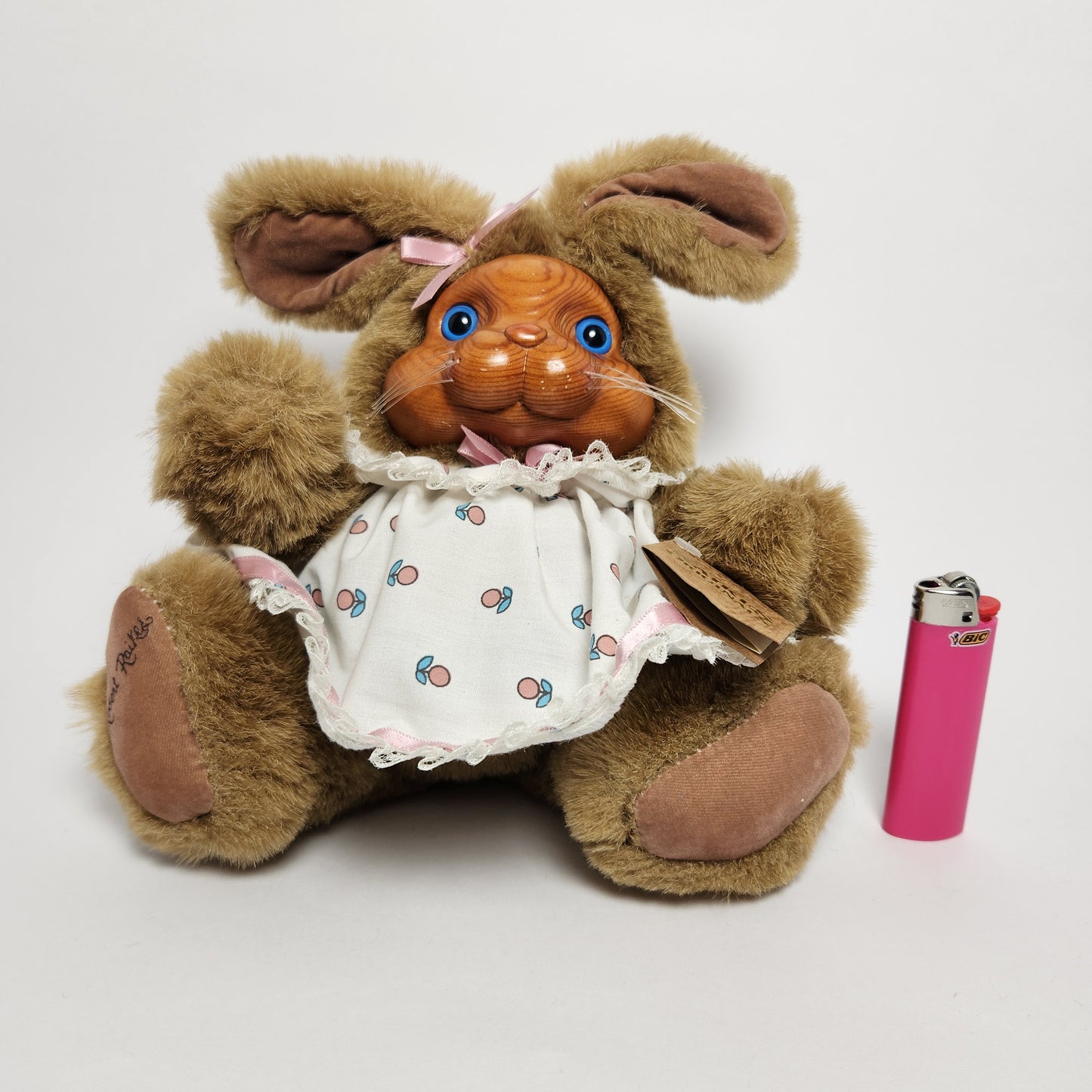 Raikes Originals - Robert Raikes - Rabbit with Wooden Face Plush Doll 1988
