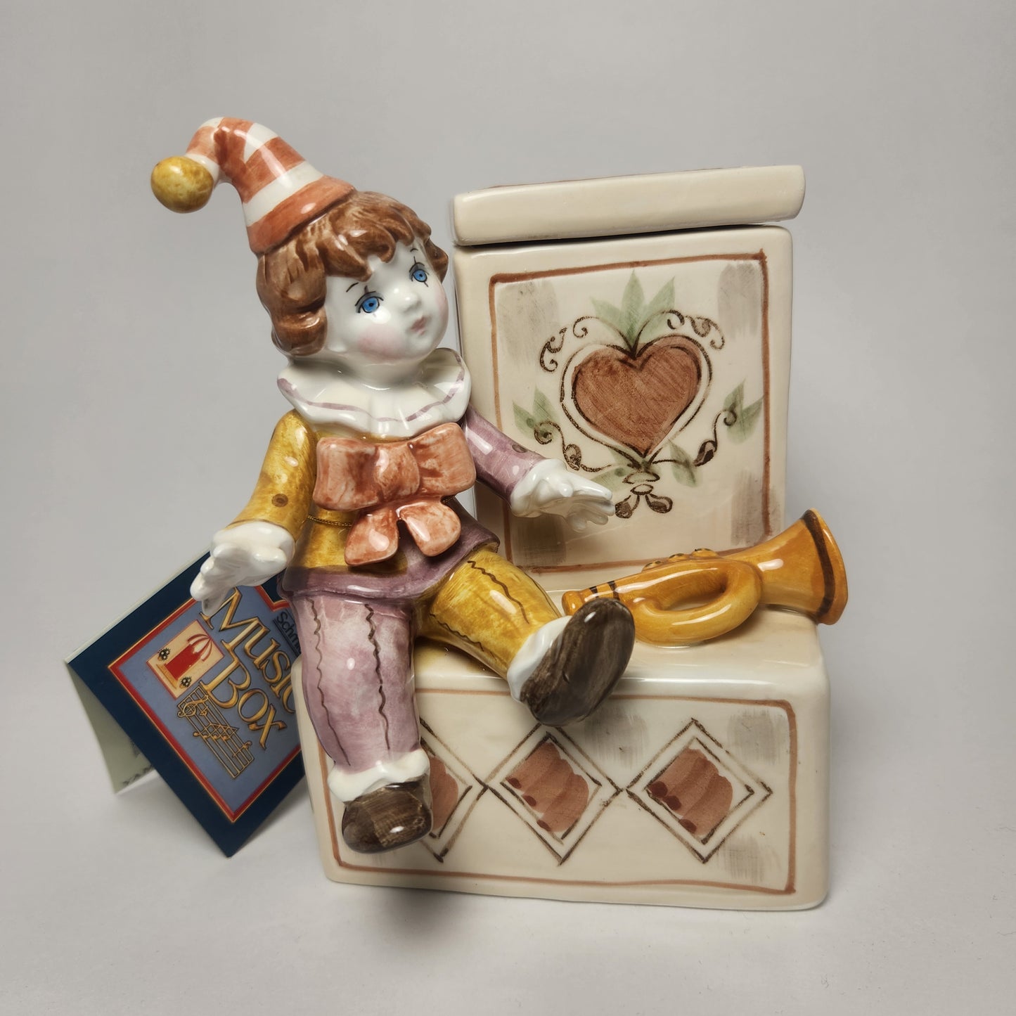 Schmid - Tsenekazu Yamada - Clown Doll and Teddy Bear Jack-in-the-Box Music Box 1983