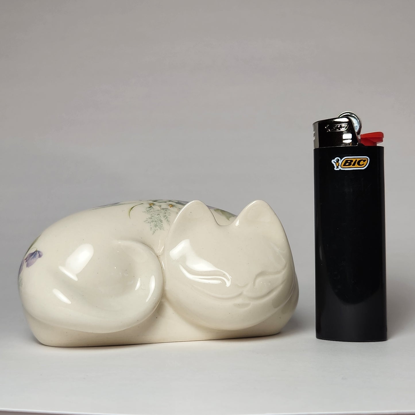 Cheshire Cat Purrr-Ductions - Porcelain Cheshire Cat Figurine Blue Floral Pattern