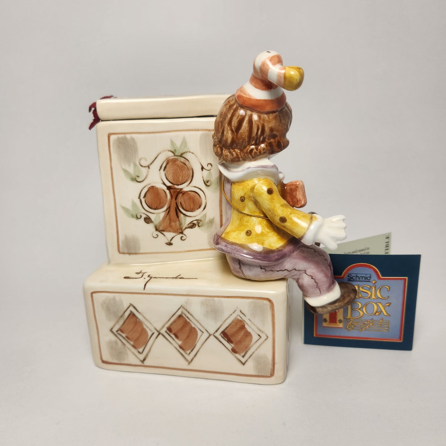 Schmid - Tsenekazu Yamada - Clown Doll and Teddy Bear Jack-in-the-Box Music Box 1983