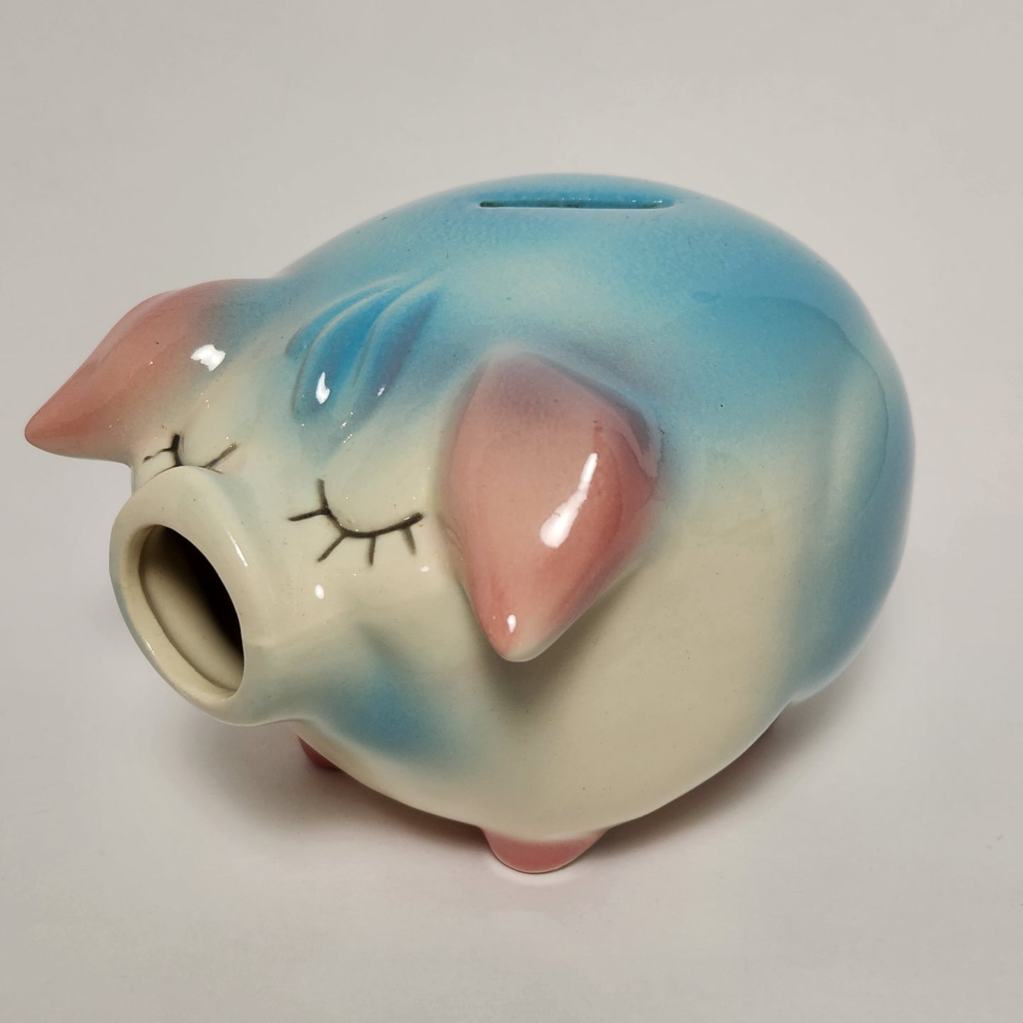 Hull Leeds - Blue Corky Pig Ceramic Piggy Bank 1957