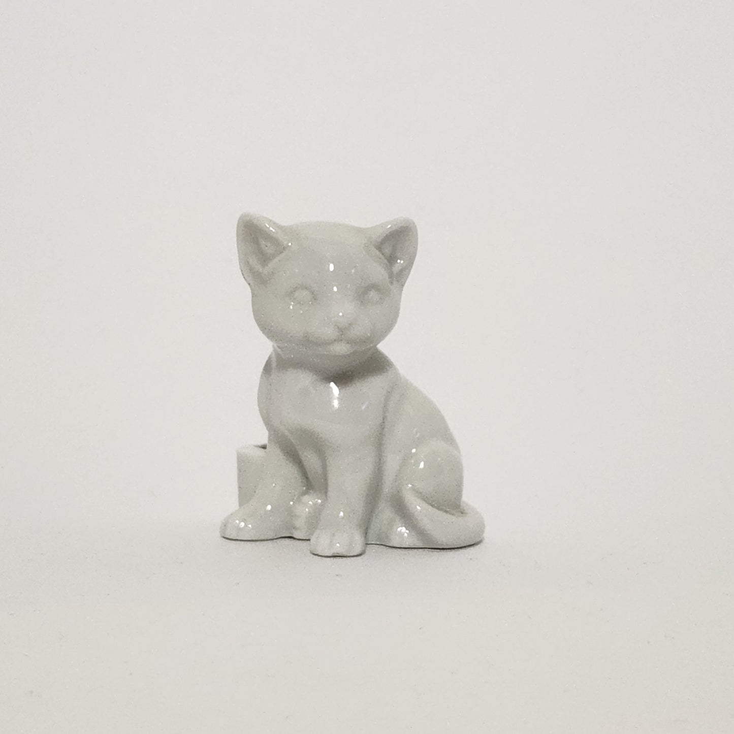 Porcelain White Cat Match Holder