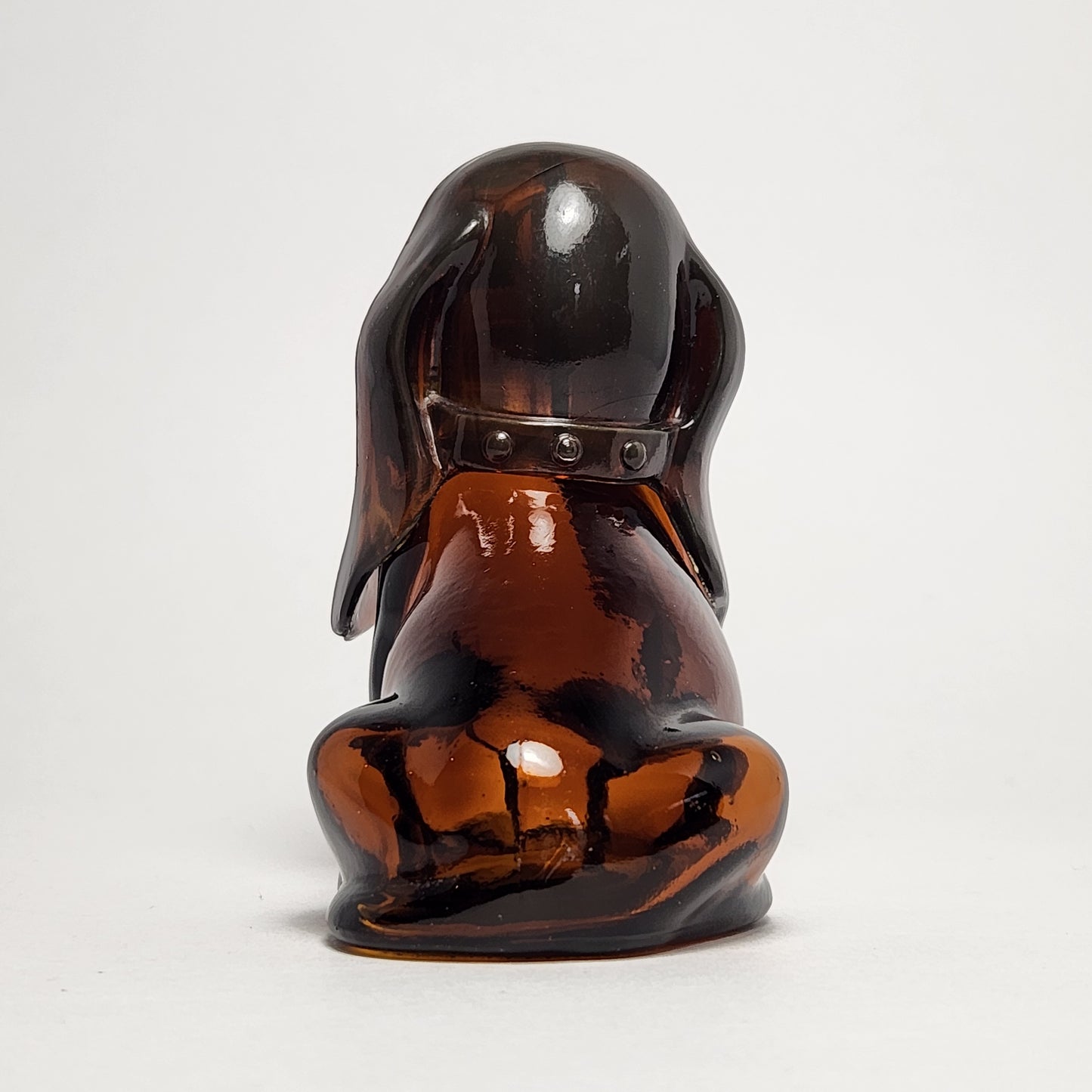 Avon - Brown Glass Basset Hound Cologne Bottle 1970s