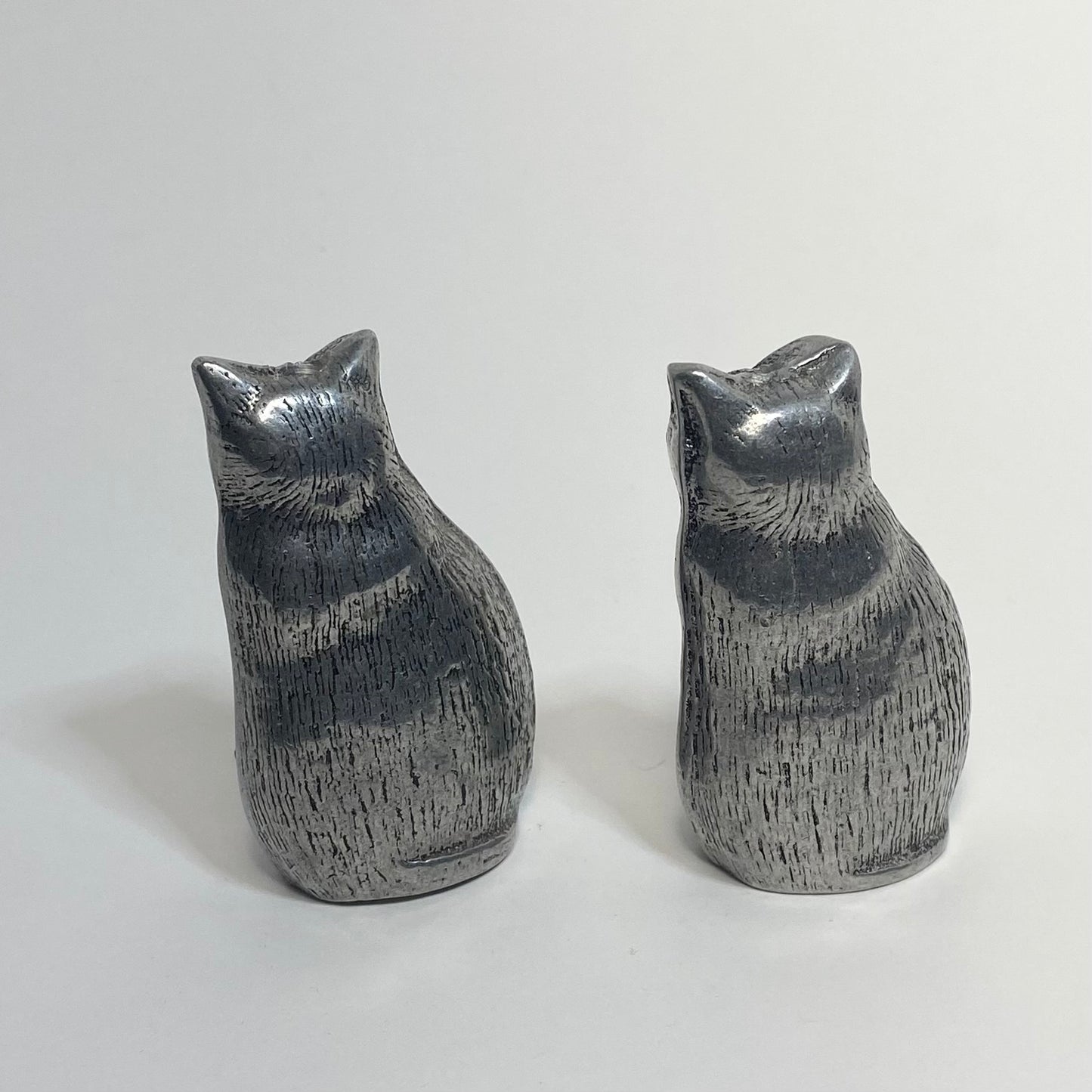 Solid Pewter Cat Candle Holders Set of 2