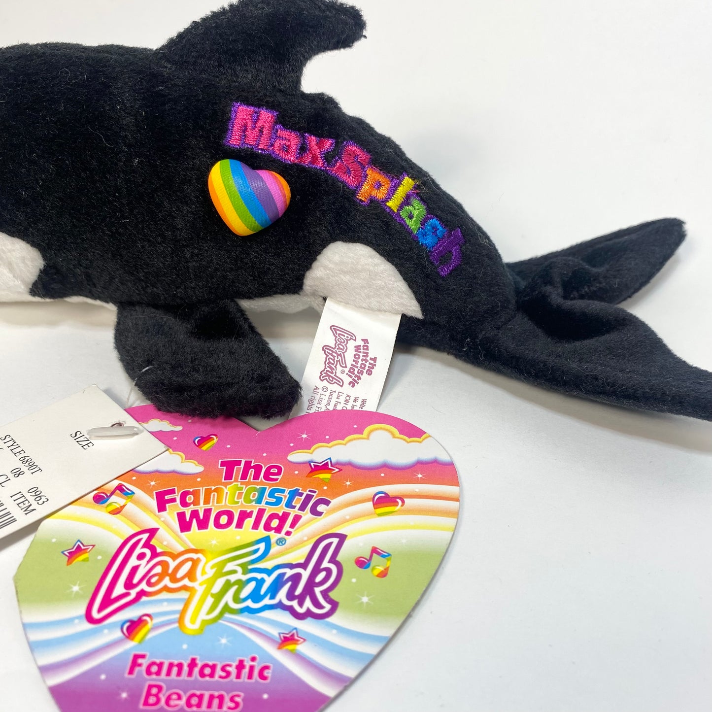 Lisa Frank - Max Splash Orca Whale Fantastic Beans Plush 1998