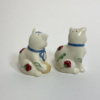 Lenox - White Floral Cat Salt and Pepper Shakers 1980s