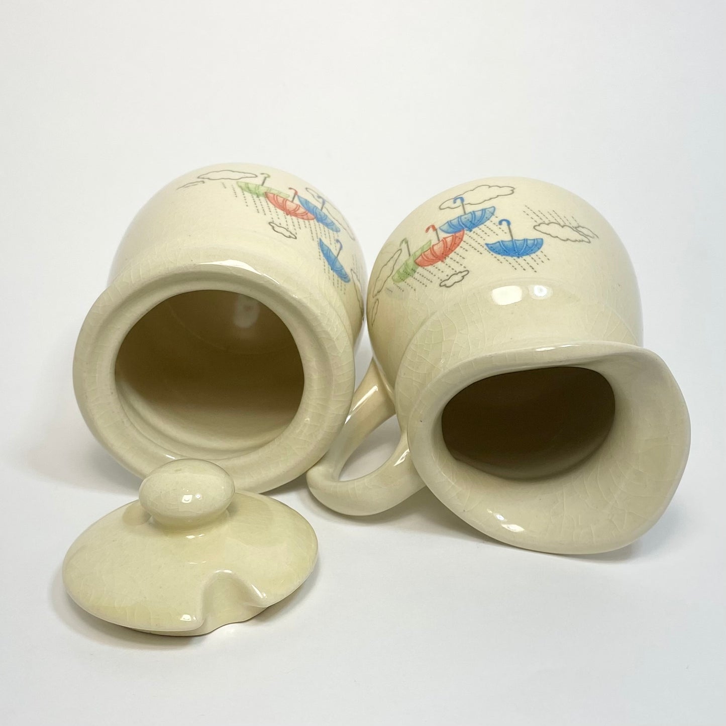 Umbrellas in the Rain Ceramic Cream & Sugar Set of 2