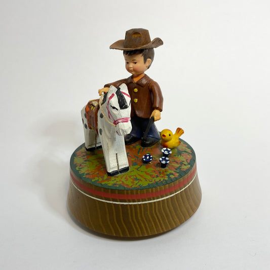 ANRI - Cowboy with Spotted Horse Wooden Music Box