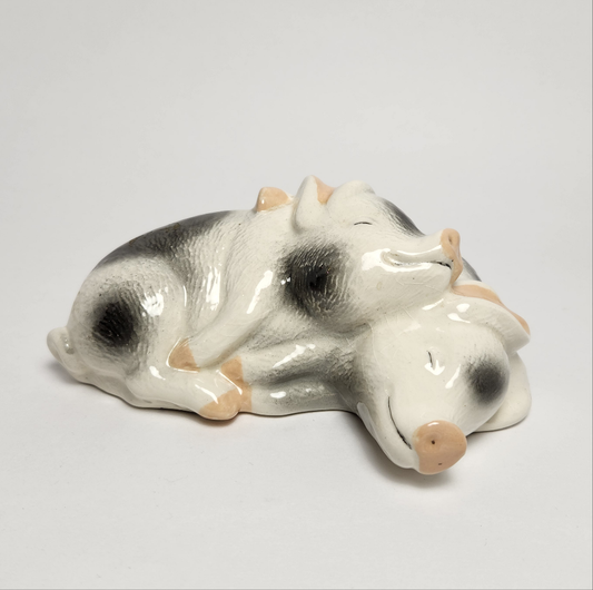 Ceramic Sleeping Pigs Figurine
