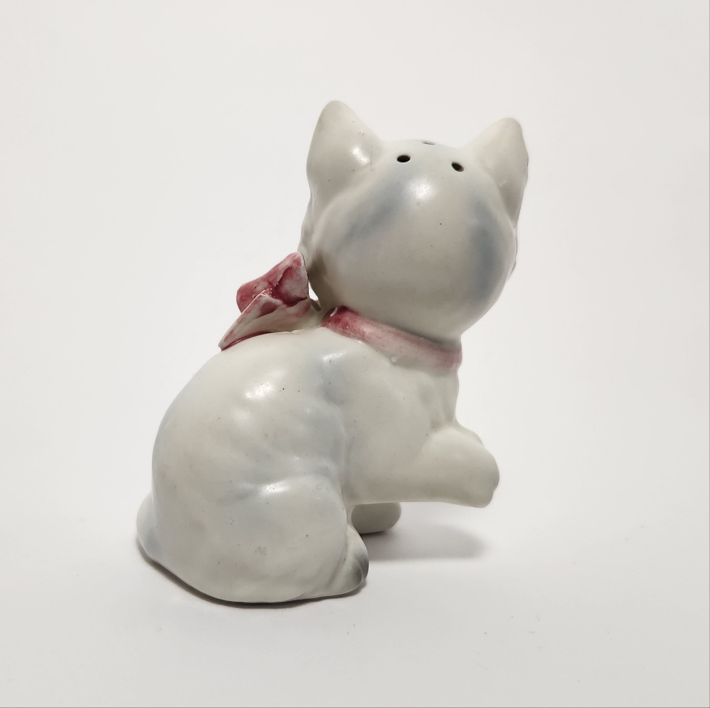 White Kittens with Bows Salt and Pepper Shaker Set